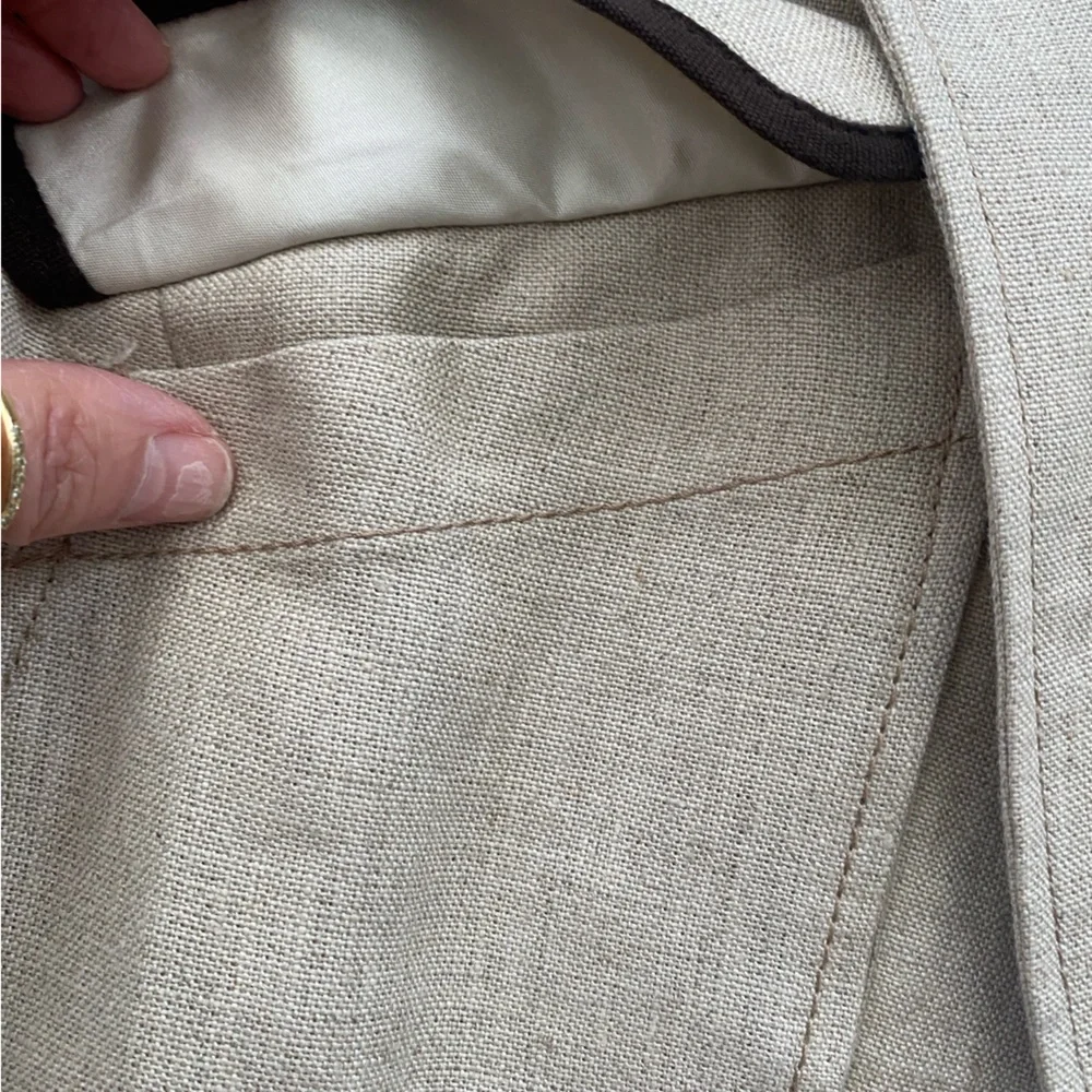 LOFT Ann Taylor LINEN Safari Blazer Size 8 Tan wBelt like new - Picture 13 of 13
